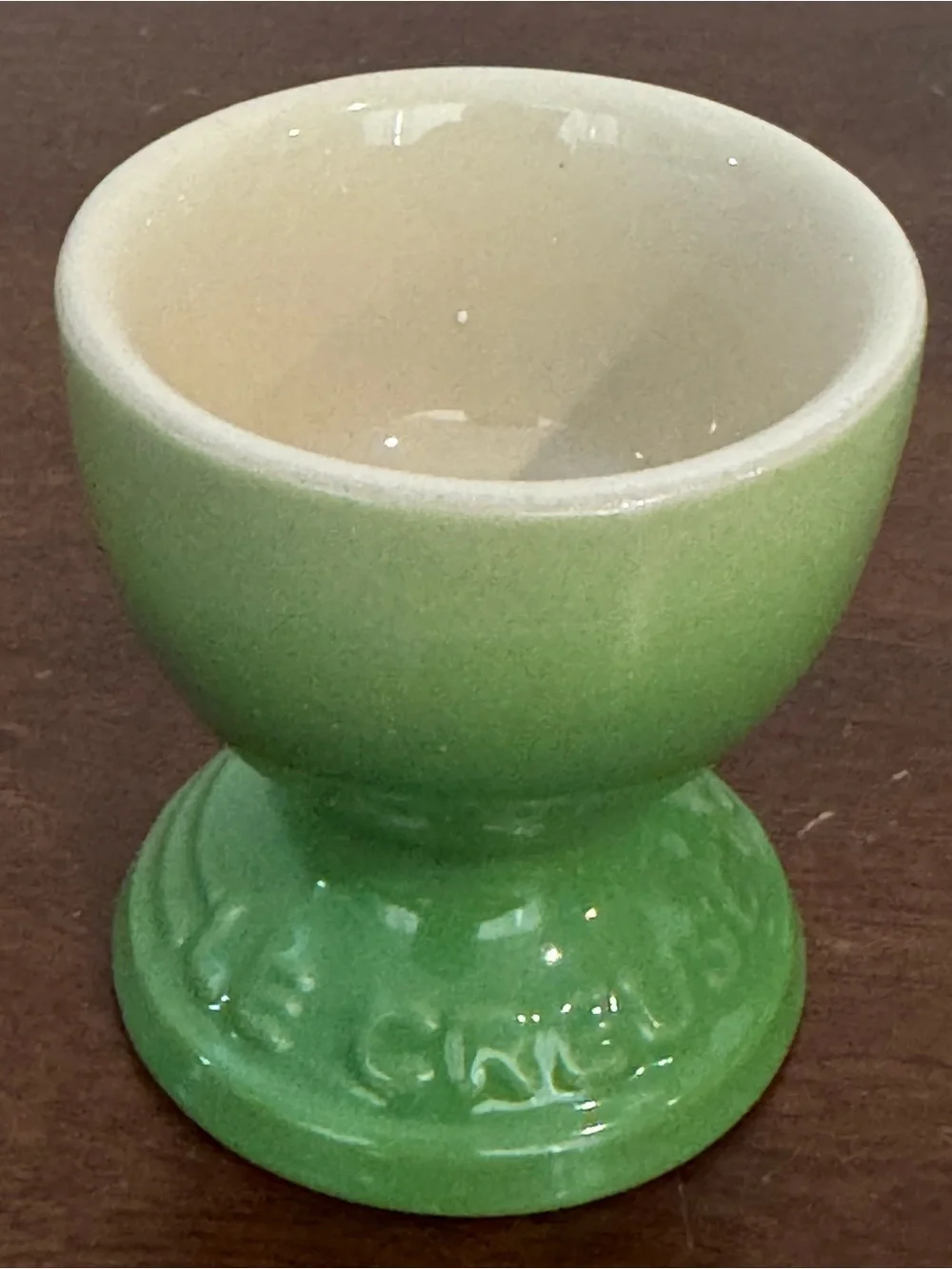 Le Creuset Set of 6 Green Ceramic Egg Cups Palm color
